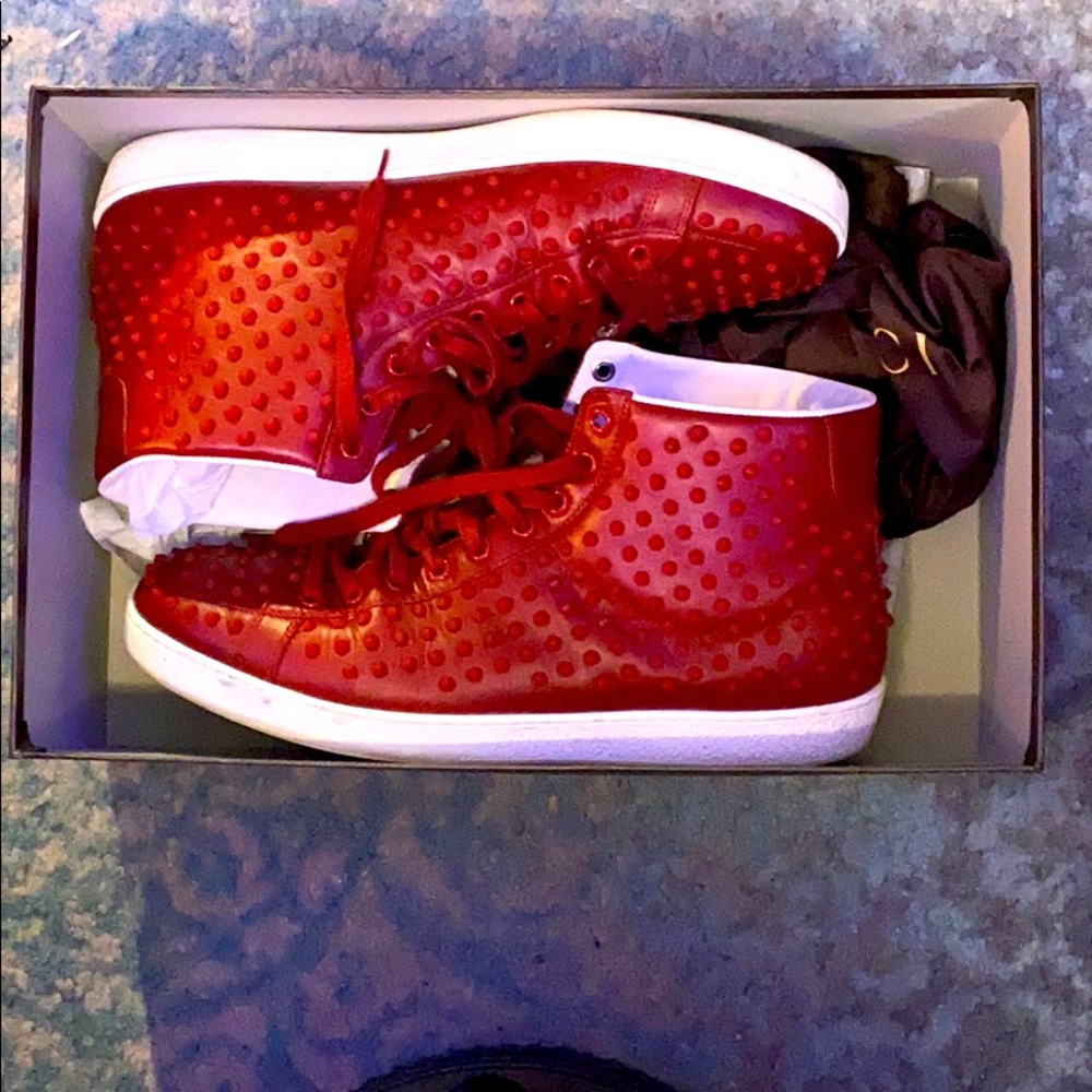 (Used) Gucci Red Spike High Tops